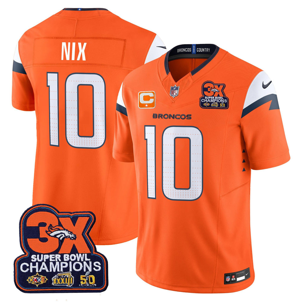 Men's Denver Broncos 3-Time Champions Patch Vapor Limited Jersey - All Stitched