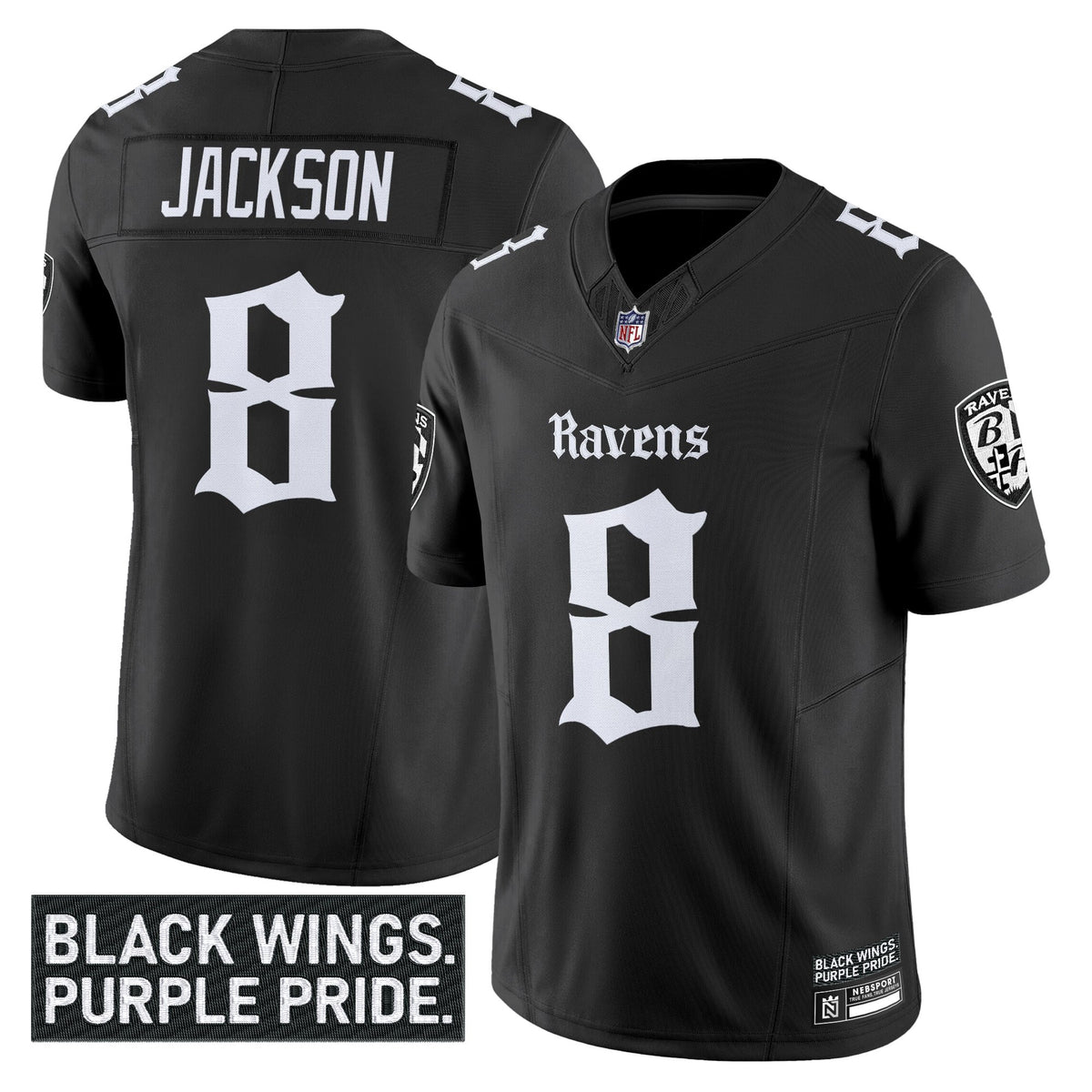 Men's Baltimore Ravens 'Gothic Nevermore Edition' Vapor Limited Jersey - All Stitched