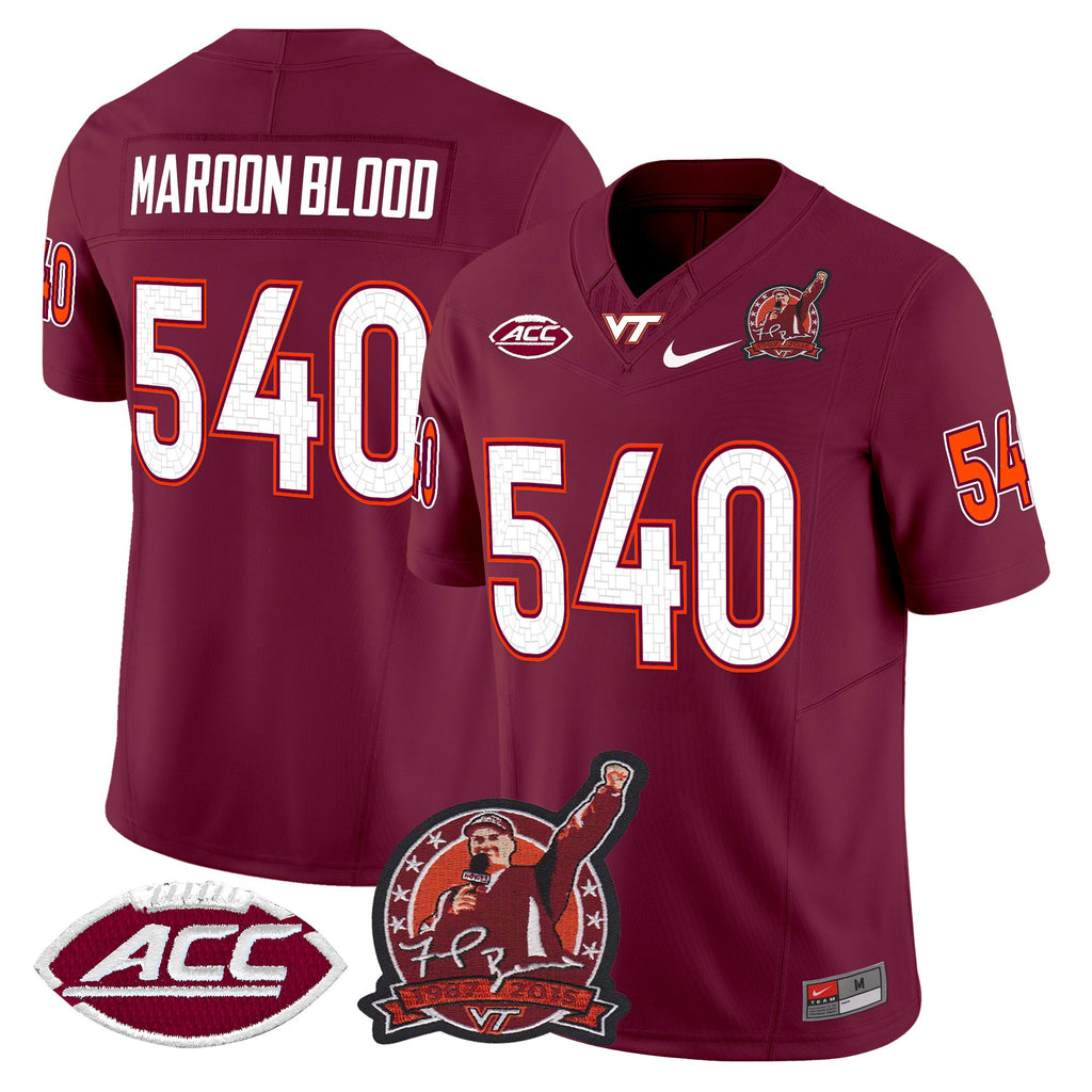 Men's Virginia Tech Hokies Coach Frank Beamer Patch 2025 Vapor Limited Jersey - All Stitched
