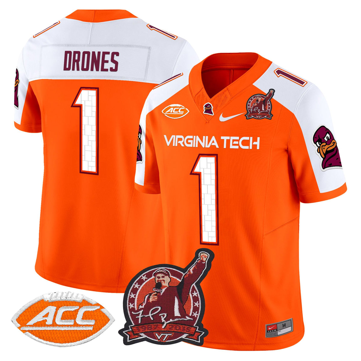 Men's Virginia Tech Hokies Coach Frank Beamer Patch 2025 Vapor Limited Jersey - All Stitched