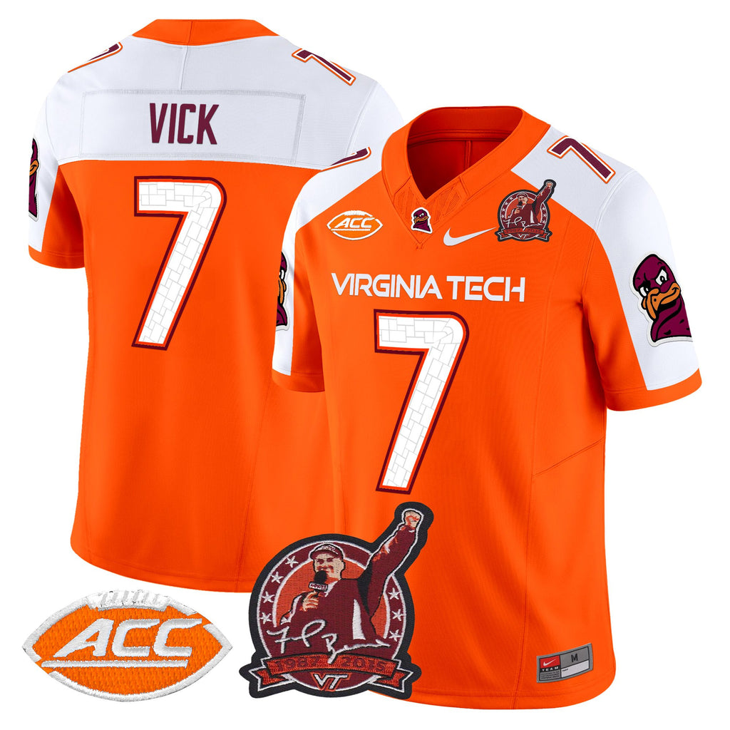 Men's Virginia Tech Hokies Coach Frank Beamer Patch 2025 Vapor Limited Jersey - All Stitched