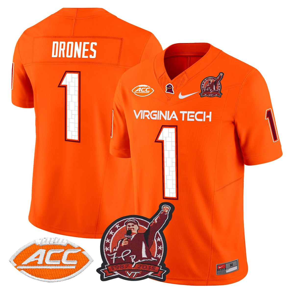 Men's Virginia Tech Hokies Coach Frank Beamer Patch 2025 Vapor Limited Jersey - All Stitched
