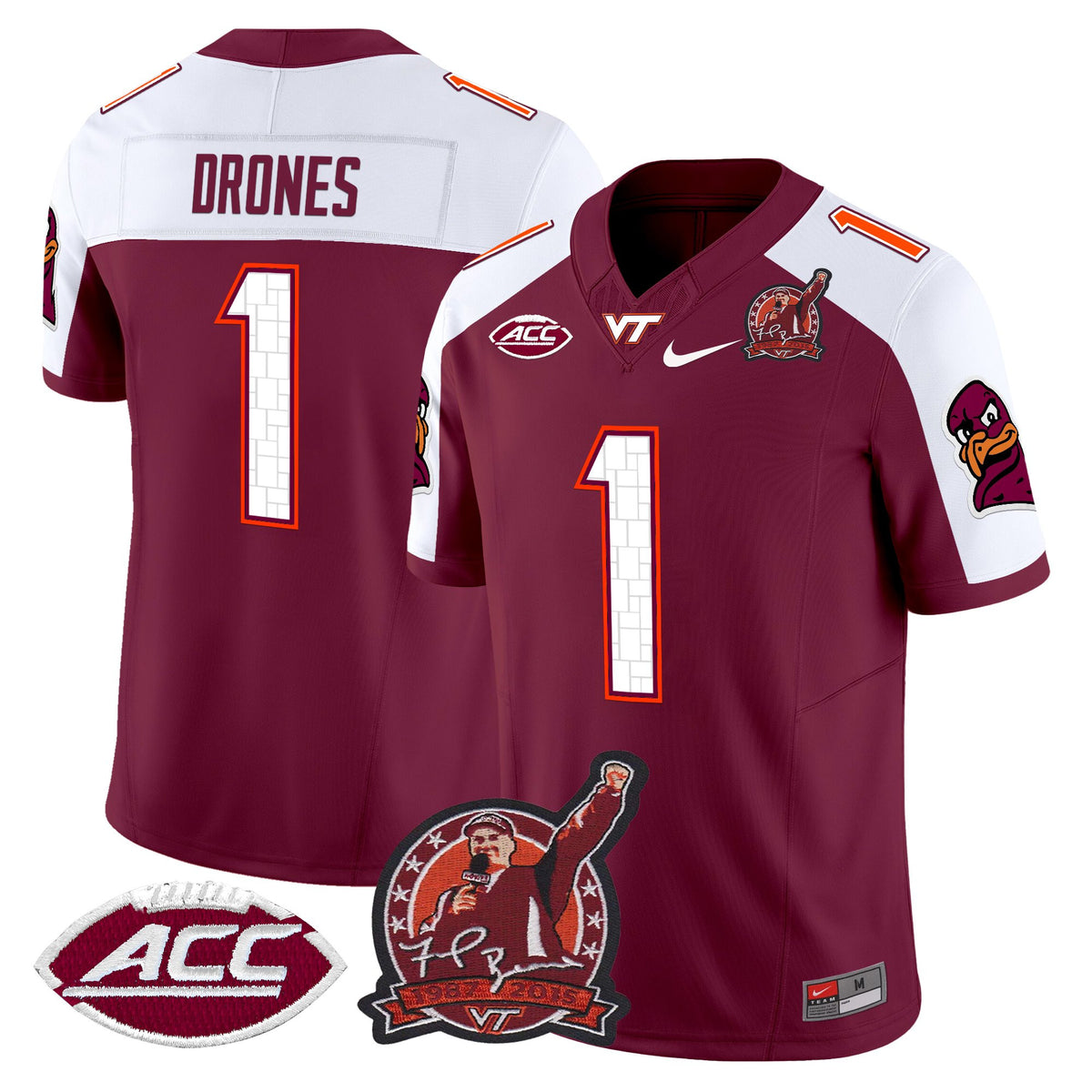 Men's Virginia Tech Hokies Coach Frank Beamer Patch 2025 Vapor Limited Jersey - All Stitched