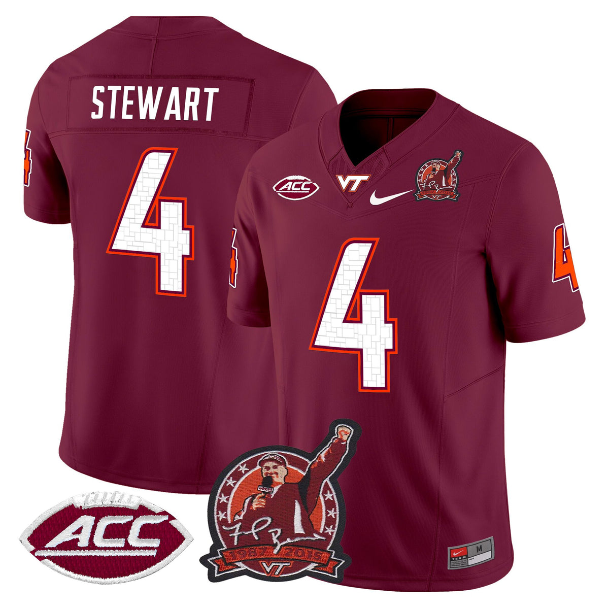 Men's Virginia Tech Hokies Coach Frank Beamer Patch 2025 Vapor Limited Jersey - All Stitched