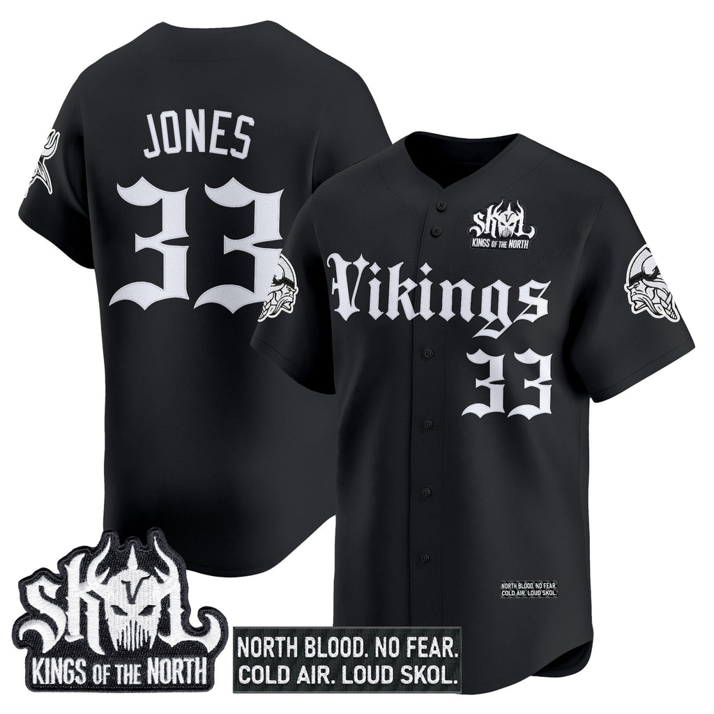Men's Minnesota Vikings 'Gothic Norseblood Edition' Vapor Baseball Jersey - All Stitched