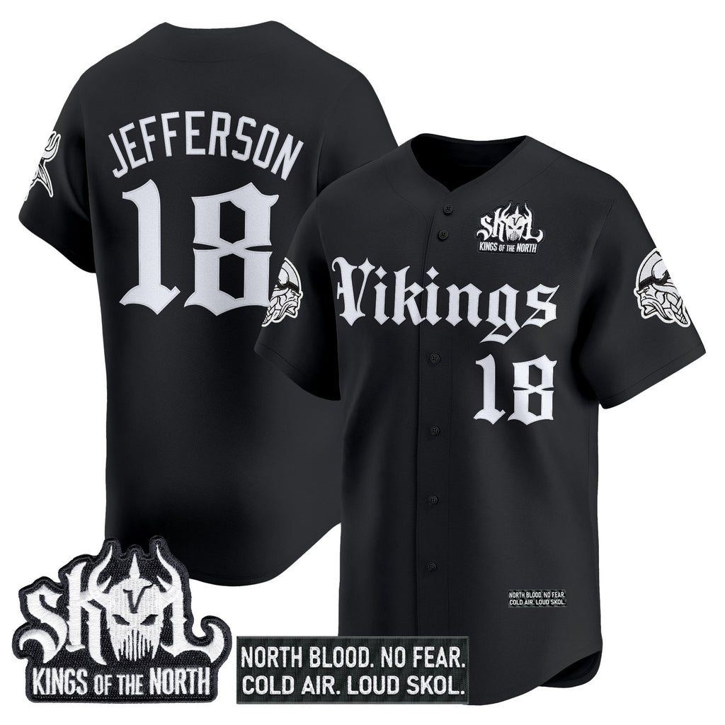 Men's Minnesota Vikings 'Gothic Norseblood Edition' Vapor Baseball Jersey - All Stitched