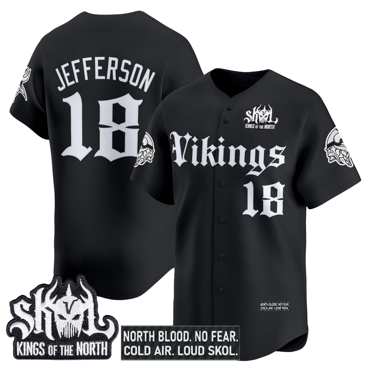 Men's Minnesota Vikings 'Gothic Norseblood Edition' Vapor Baseball Jersey - All Stitched