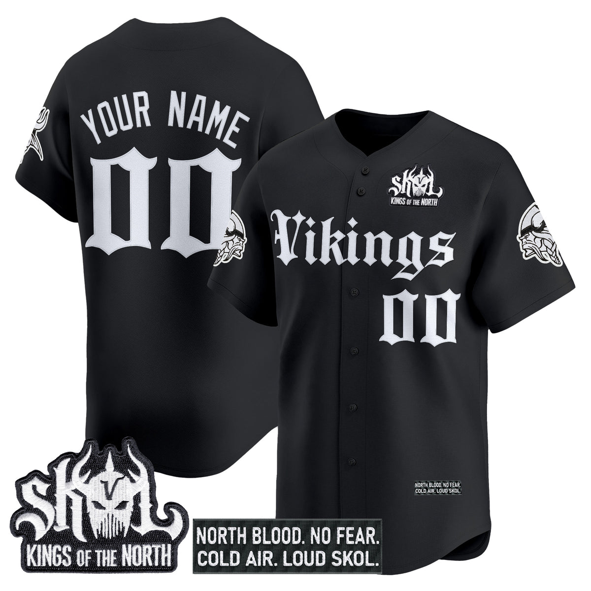Minnesota Vikings 'Gothic Norseblood Edition' Vapor Baseball Custom Jersey - All Stitched