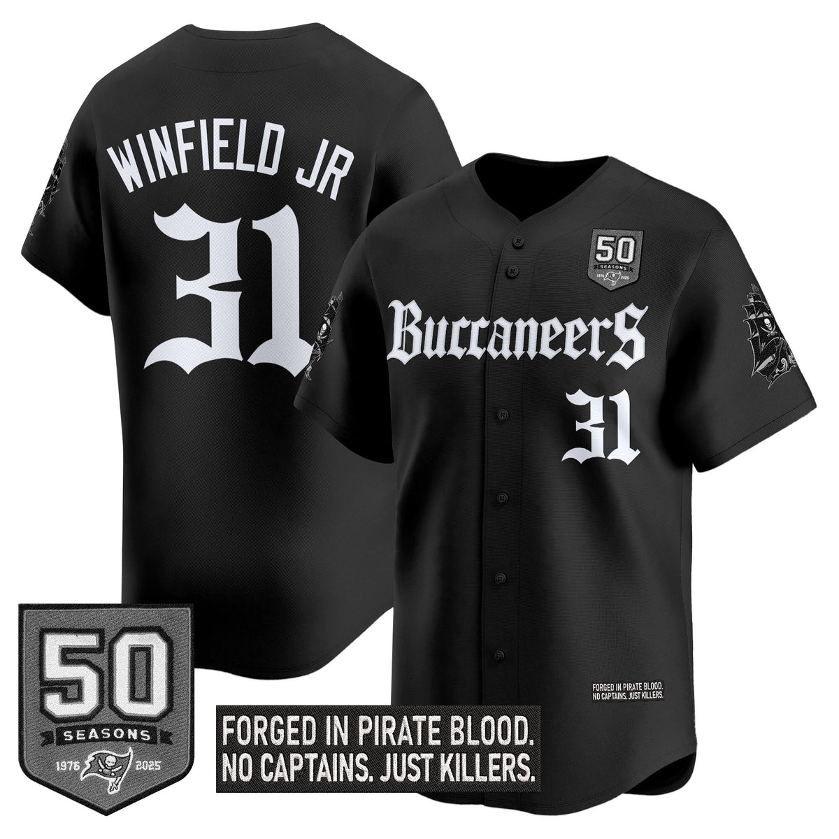 Men's Tampa Bay Buccaneers 'Gothic Pirate Shadows Edition' Vapor Baseball Jersey - All Stitched