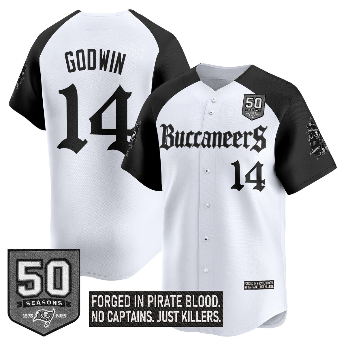 Men's Tampa Bay Buccaneers 'Gothic Pirate Shadows Edition' Vapor Baseball Jersey - All Stitched