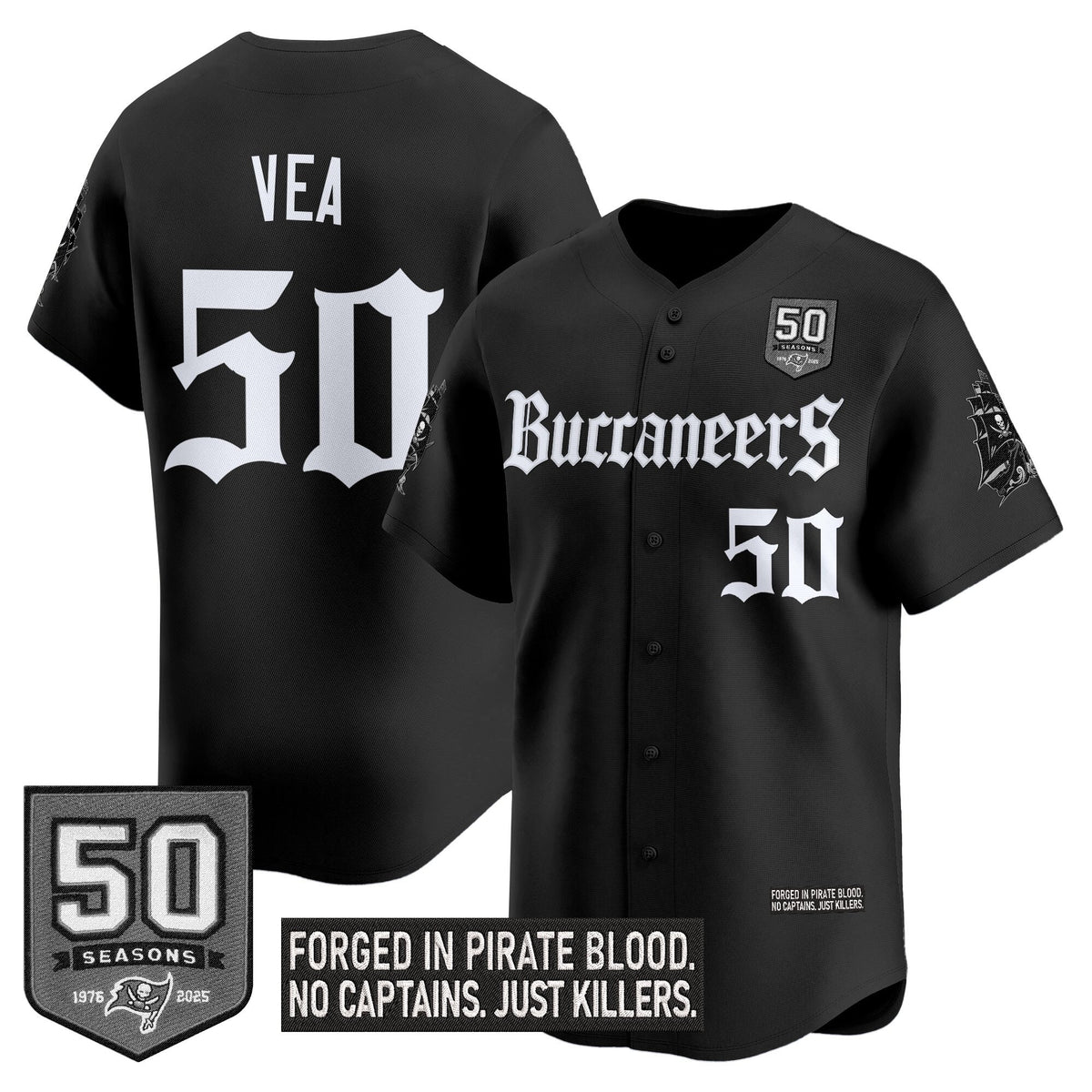 Men's Tampa Bay Buccaneers 'Gothic Pirate Shadows Edition' Vapor Baseball Jersey - All Stitched