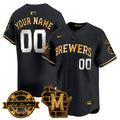 Milwaukee Brewers Home & Bob Uecker Patch Vapor Premier Limited Custom Jersey - All Stitched