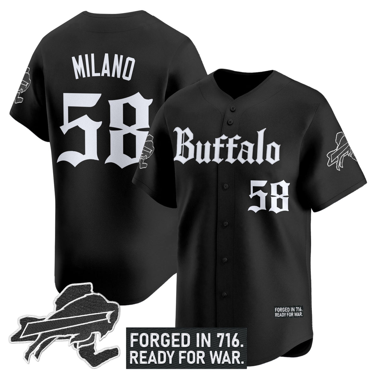 Men's Buffalo Bills 'Gothic Cold Front Edition' Vapor Baseball Jersey - All Stitched