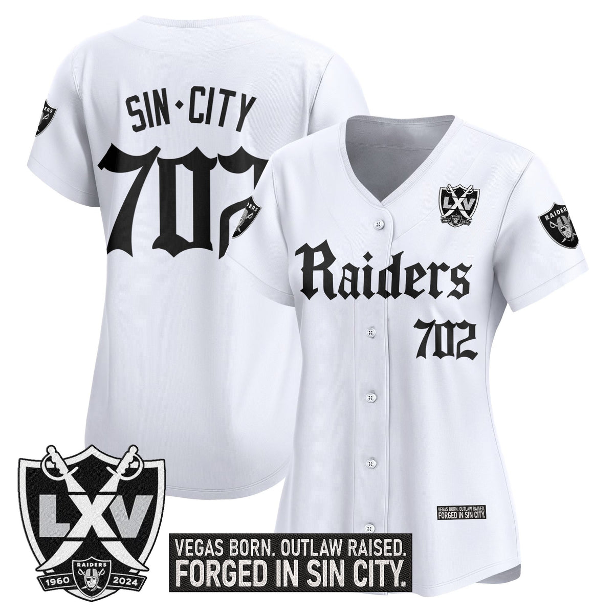 Women's Las Vegas Raiders 'Gothic Sin City Shadows Edition' Vapor Baseball Jersey - All Stitched