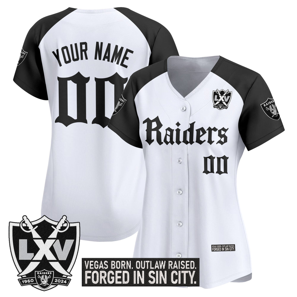 Las Vegas Raiders 'Gothic Sin City Shadows Edition' Vapor Baseball Custom Jersey - All Stitched