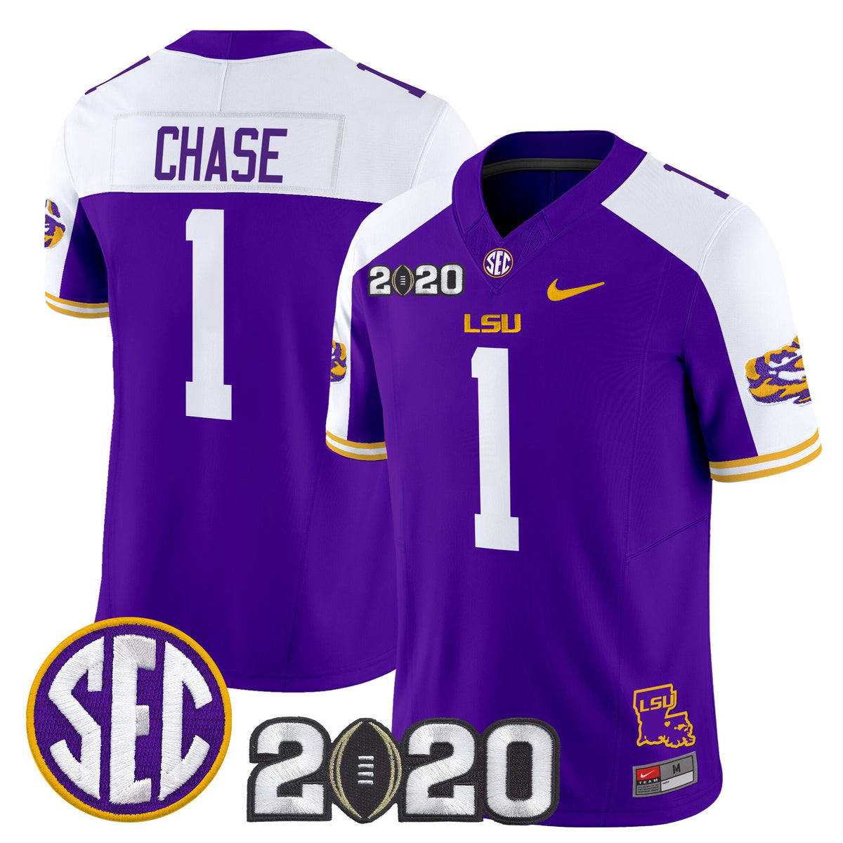Men's LSU Tigers 2020 National Champions Vapor Limited Jersey - All Stitched