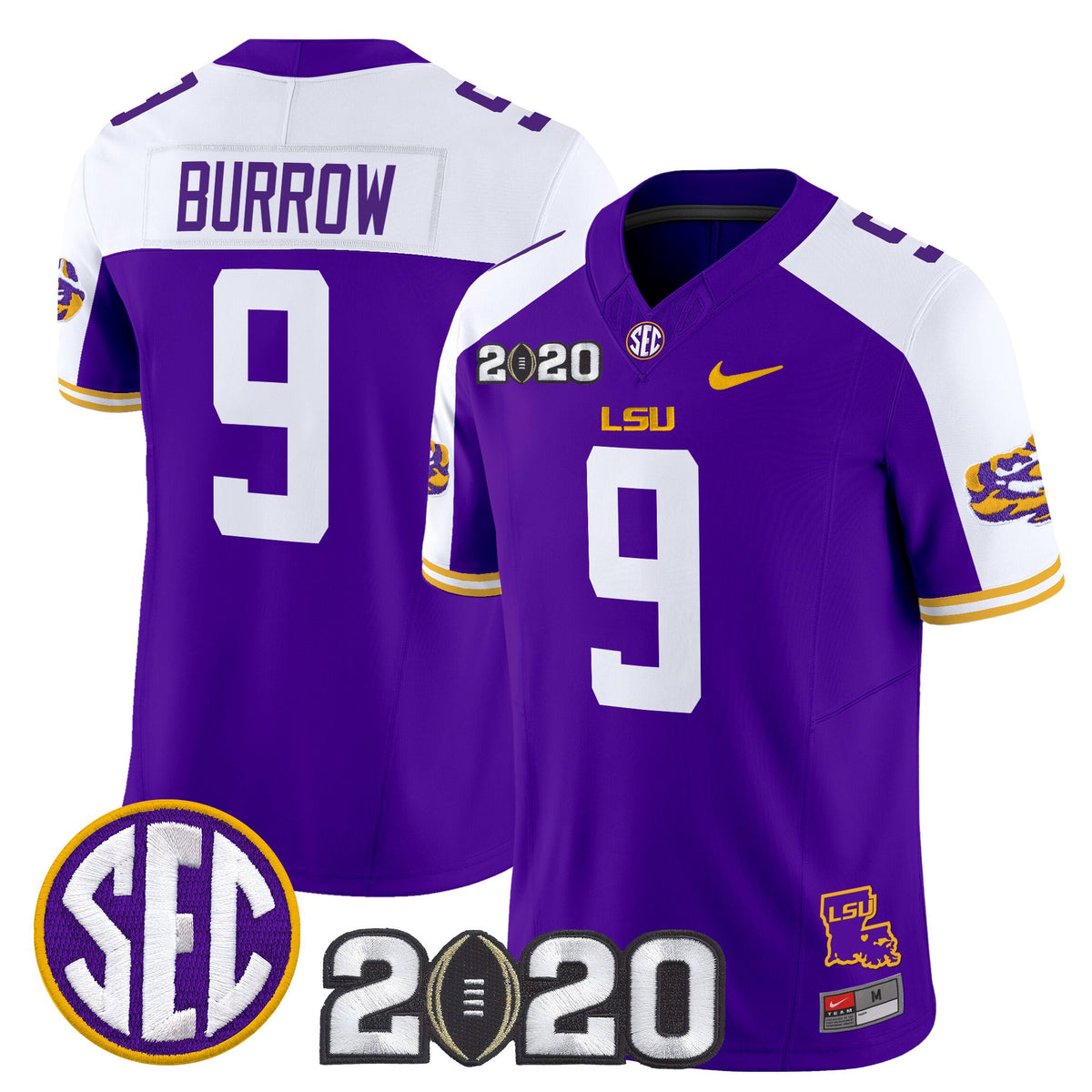Men's LSU Tigers 2020 National Champions Vapor Limited Jersey - All Stitched