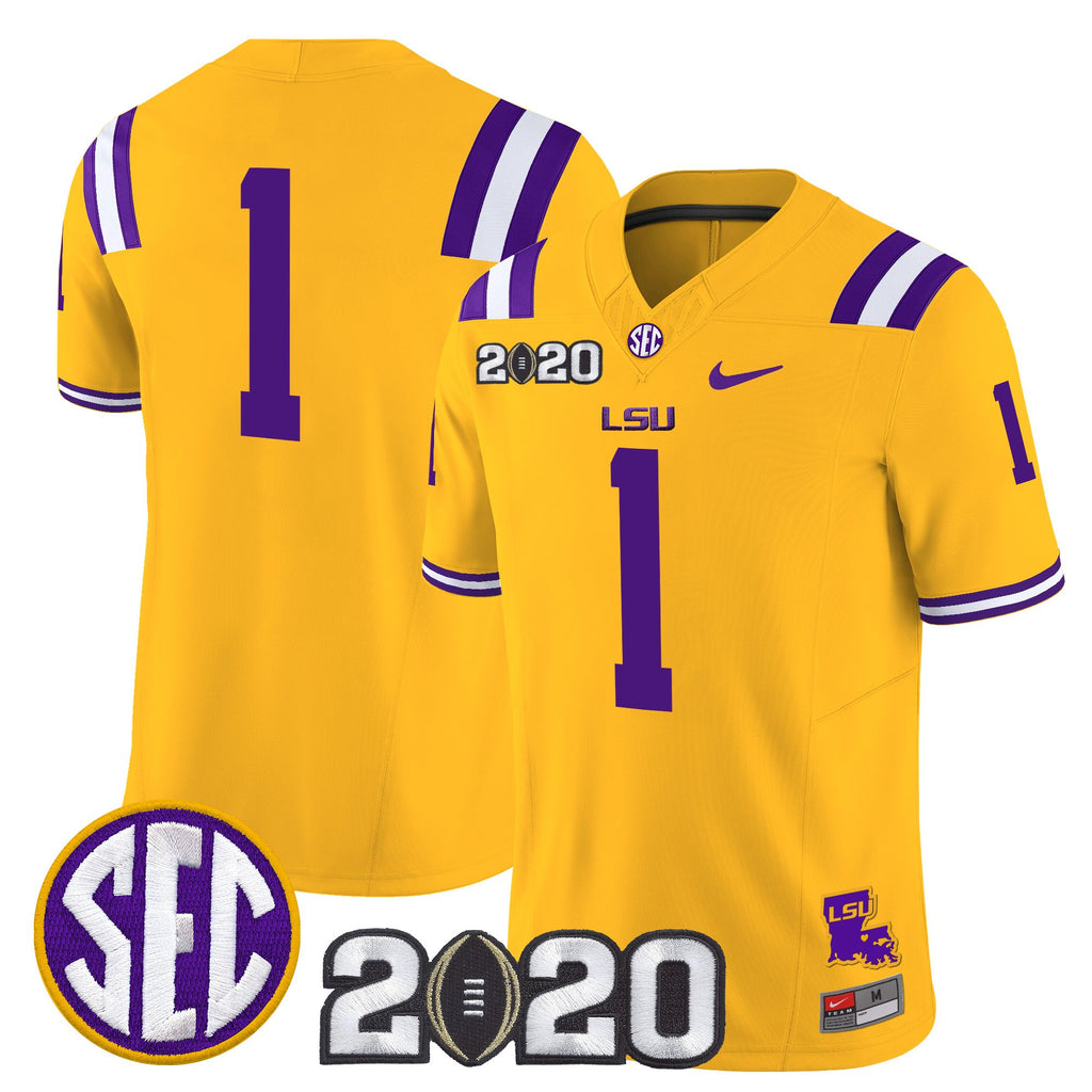 Men's LSU Tigers 2020 National Champions Vapor Limited Jersey - All Stitched