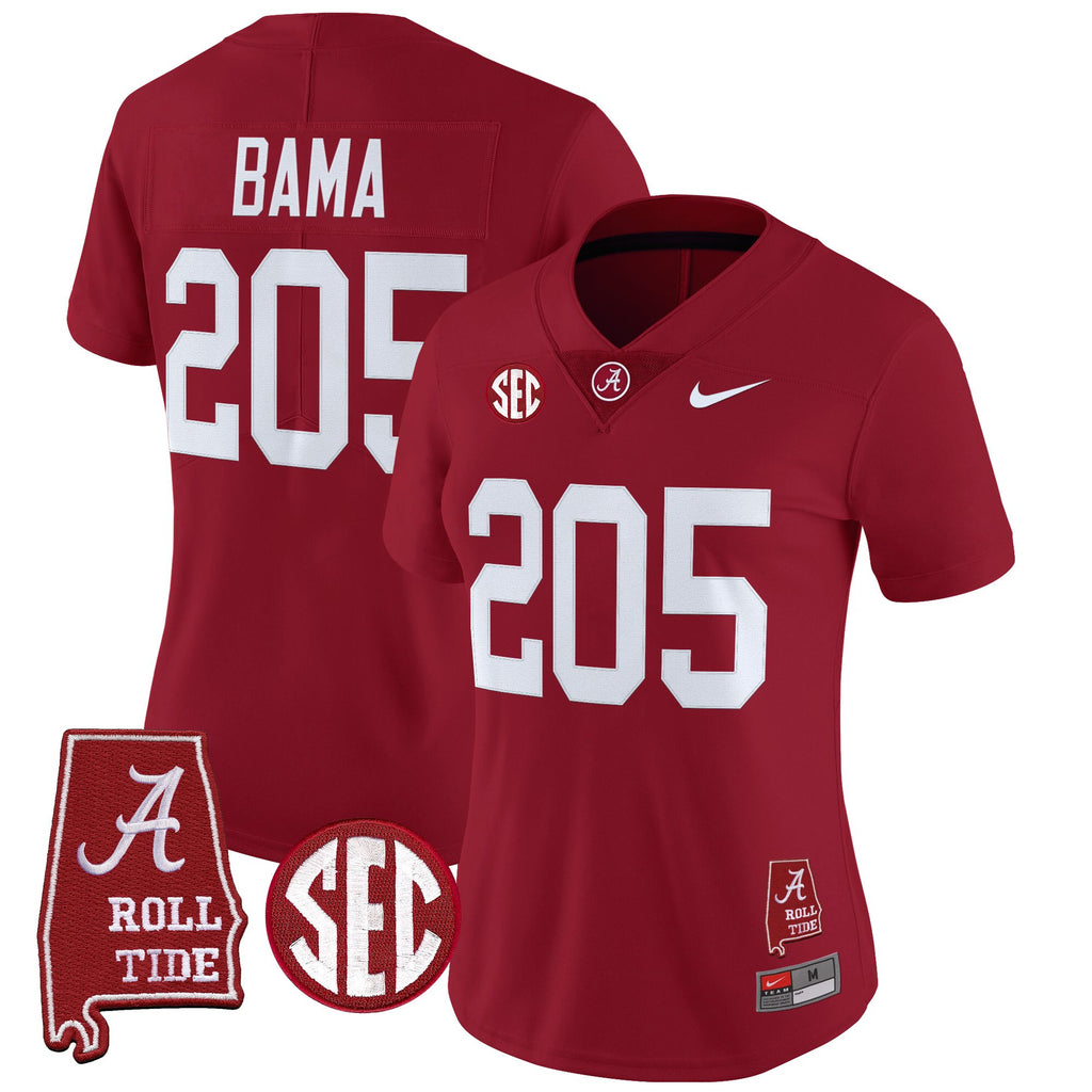 Women's Alabama Crimson Tide 2025 Vapor Limited Jersey - Alabama Map - All Stitched