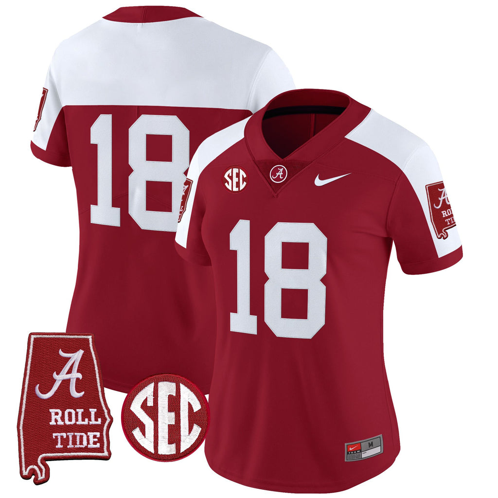 Women's Alabama Crimson Tide 2025 Vapor Limited Jersey - Alabama Map - All Stitched