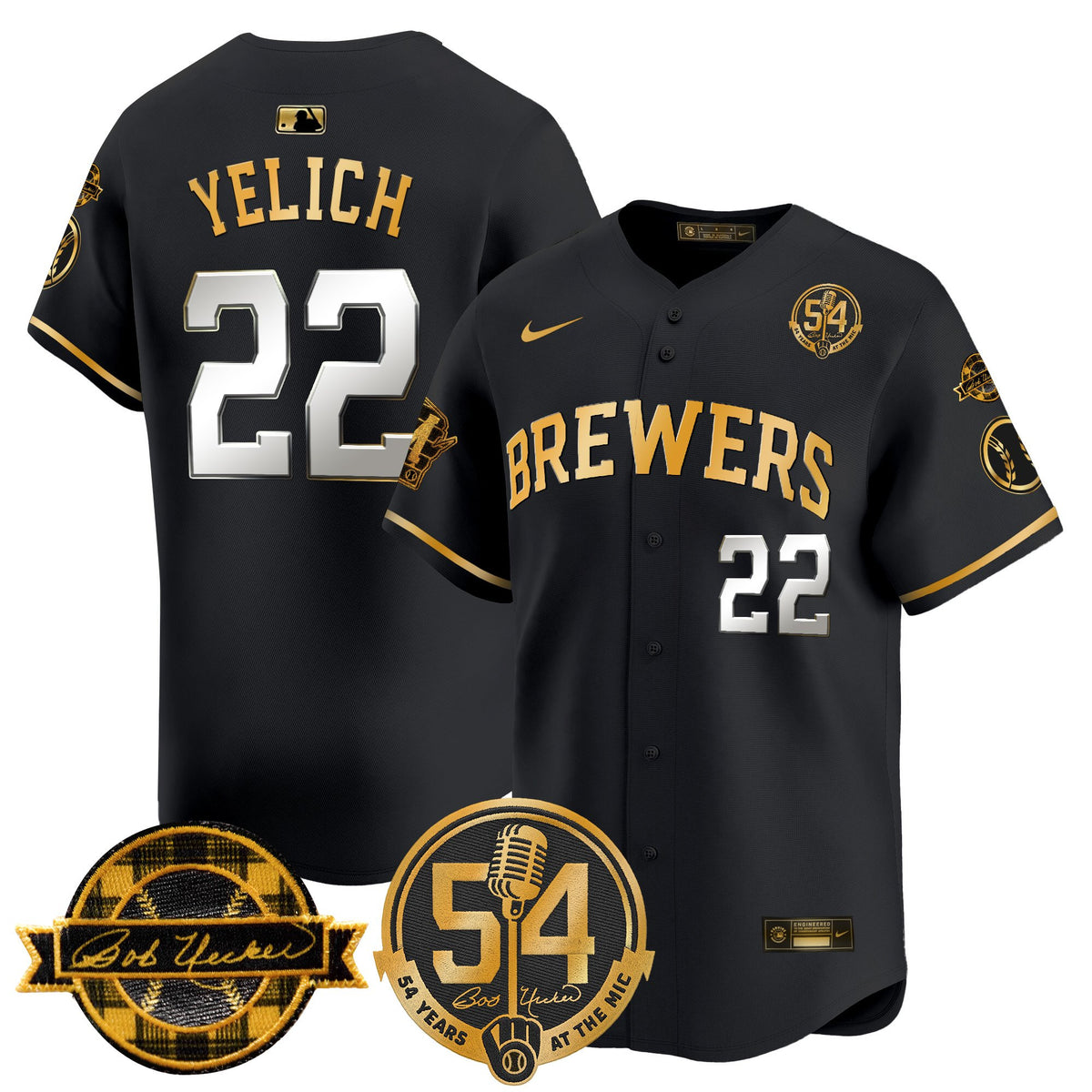 Men's Milwaukee Brewers 'Bob Uecker - 54 Seasons for Brewers' Vapor Premier Limited Jersey - All Stitched