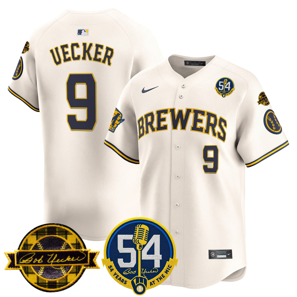 Men's Milwaukee Brewers 'Bob Uecker - 54 Seasons for Brewers' Vapor Premier Limited Jersey - All Stitched