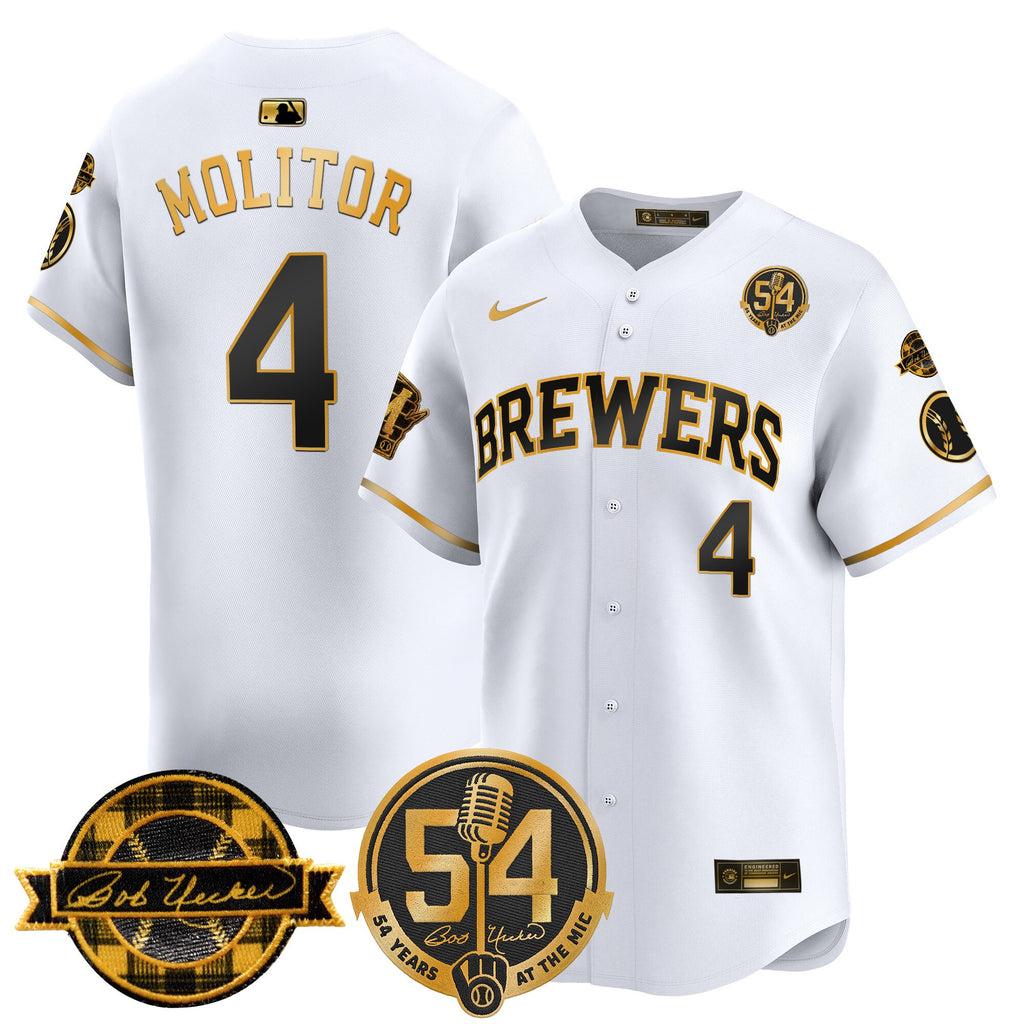 Men's Milwaukee Brewers 'Bob Uecker - 54 Seasons for Brewers' Vapor Premier Limited Jersey - All Stitched