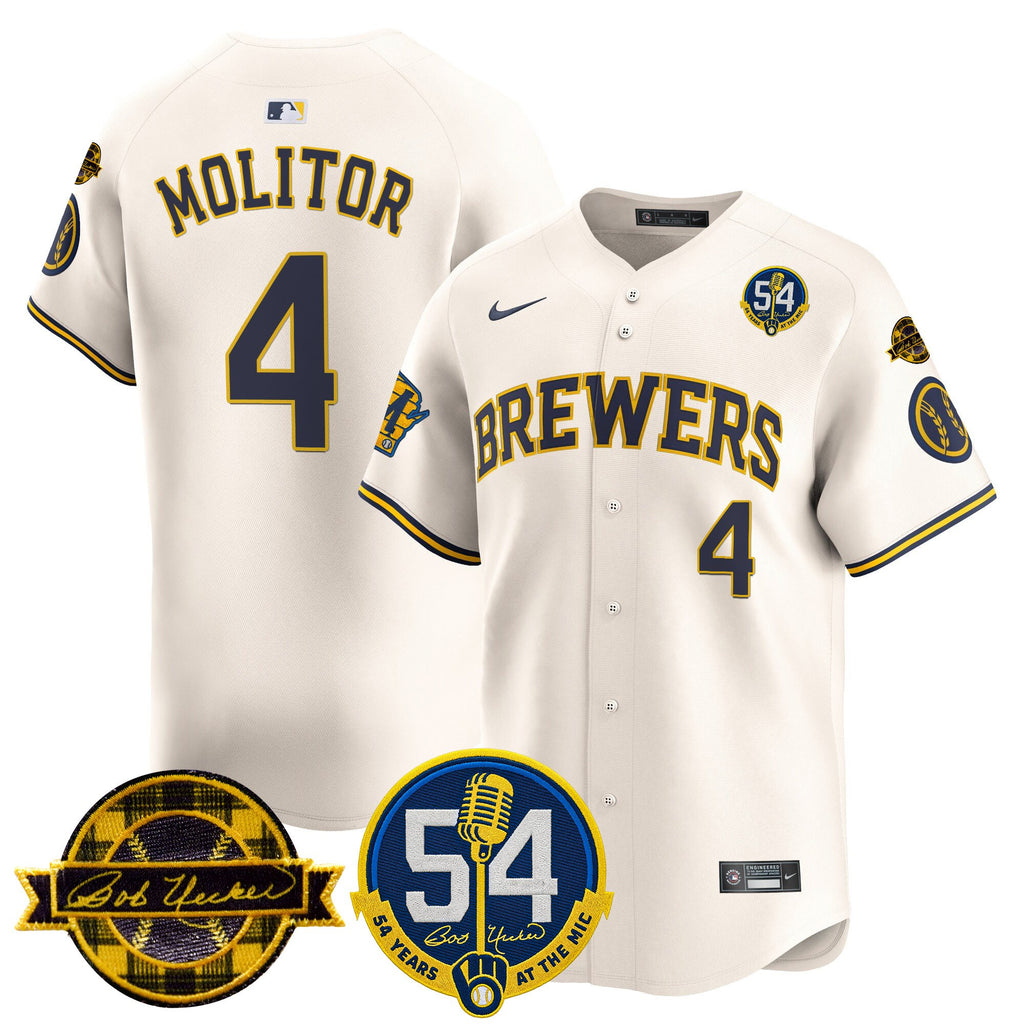 Men's Milwaukee Brewers 'Bob Uecker - 54 Seasons for Brewers' Vapor Premier Limited Jersey - All Stitched