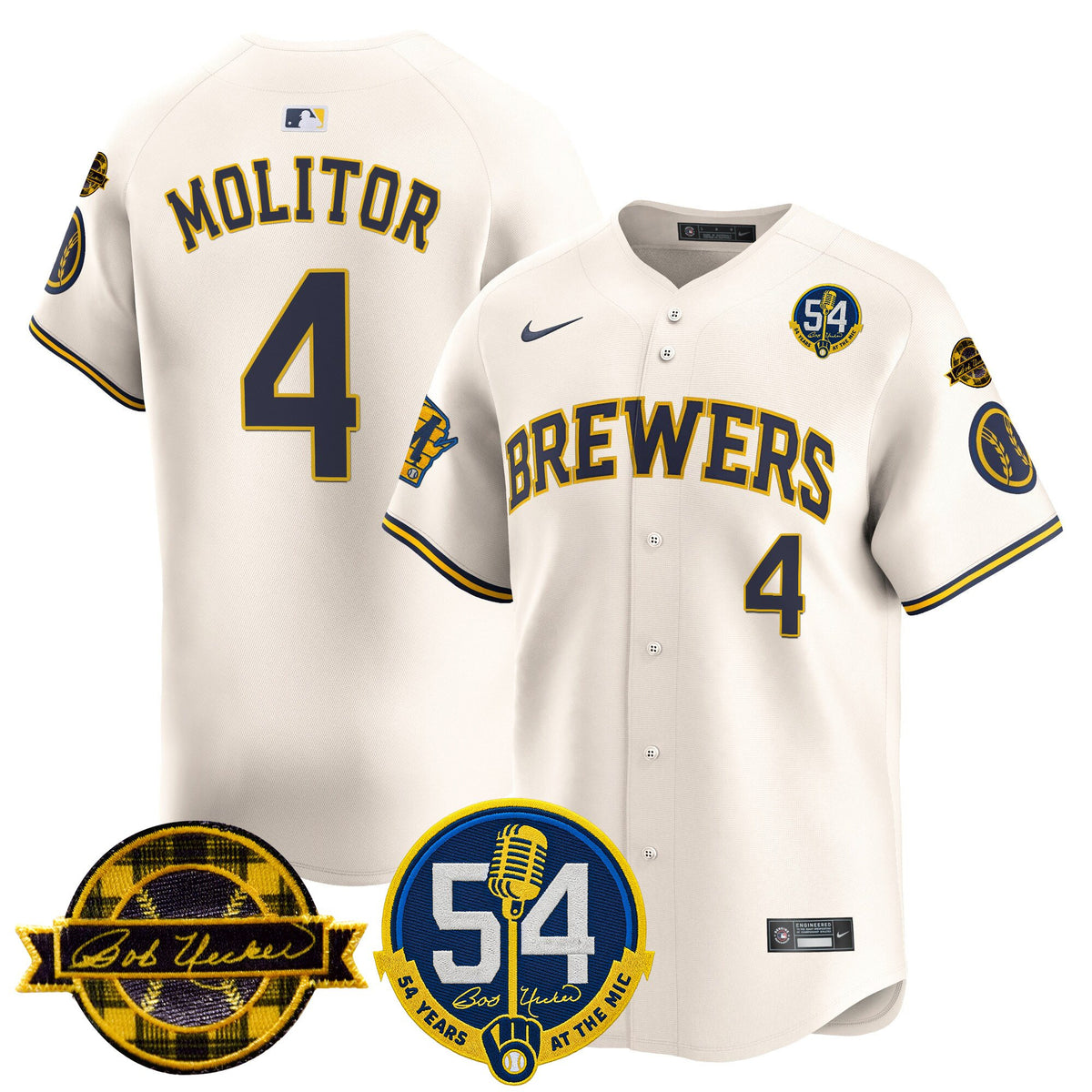 Men's Milwaukee Brewers 'Bob Uecker - 54 Seasons for Brewers' Vapor Premier Limited Jersey - All Stitched