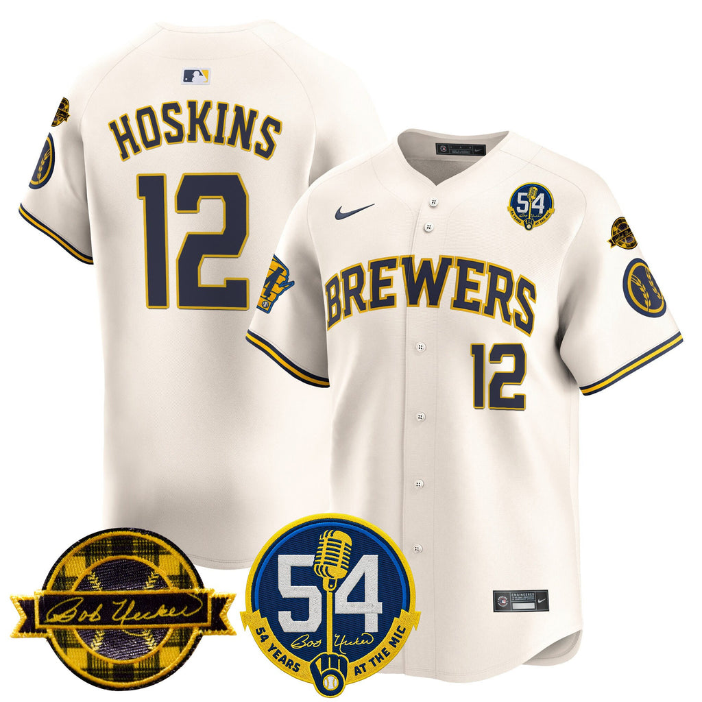 Men's Milwaukee Brewers 'Bob Uecker - 54 Seasons for Brewers' Vapor Premier Limited Jersey - All Stitched
