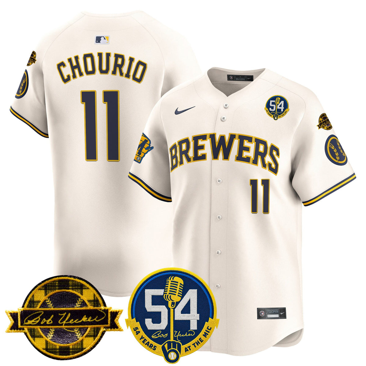 Men's Milwaukee Brewers 'Bob Uecker - 54 Seasons for Brewers' Vapor Premier Limited Jersey - All Stitched