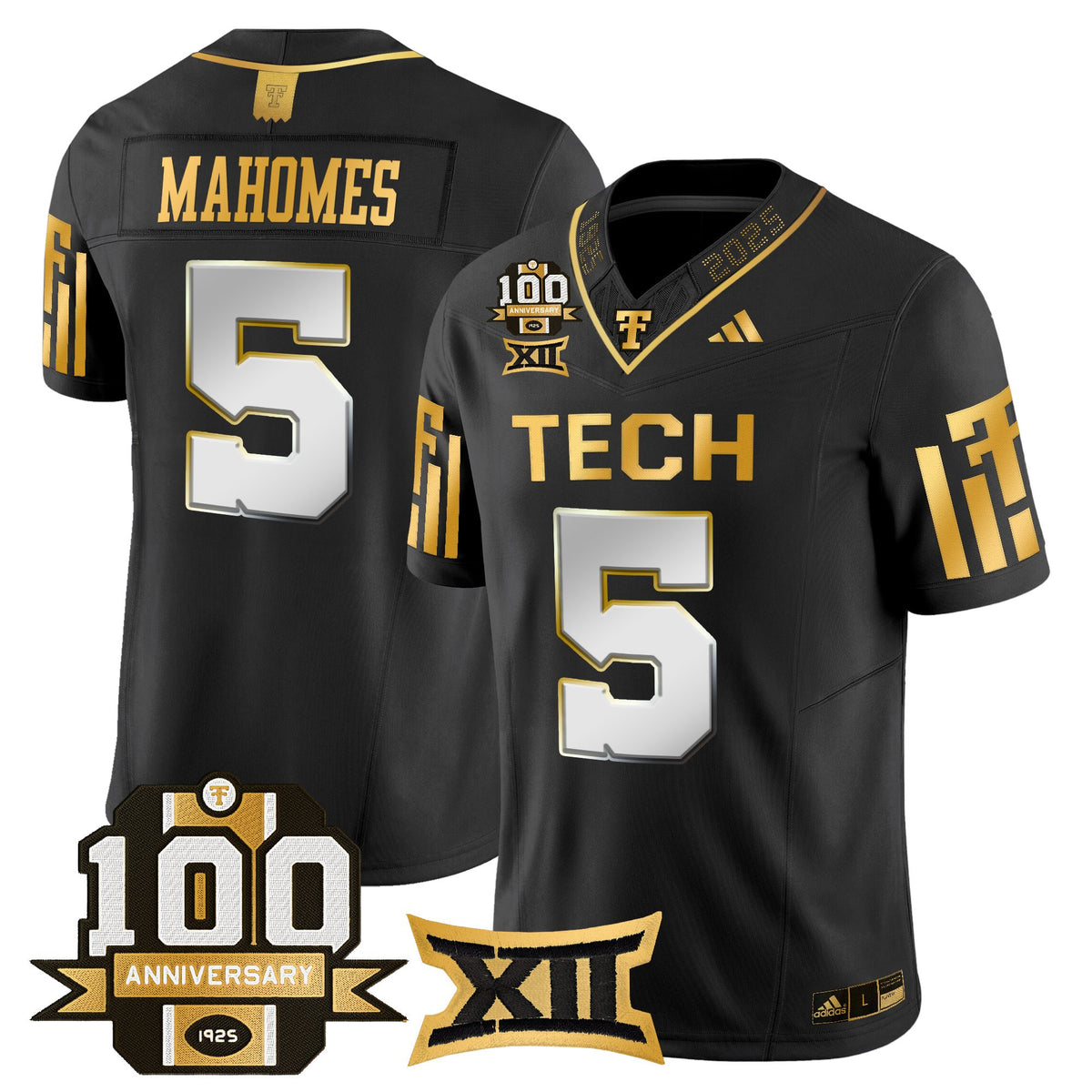 Men's Texas Tech Red Raiders 2025 Gold Vapor Limited Jersey - 100th Anniversary Patch - All Stitched
