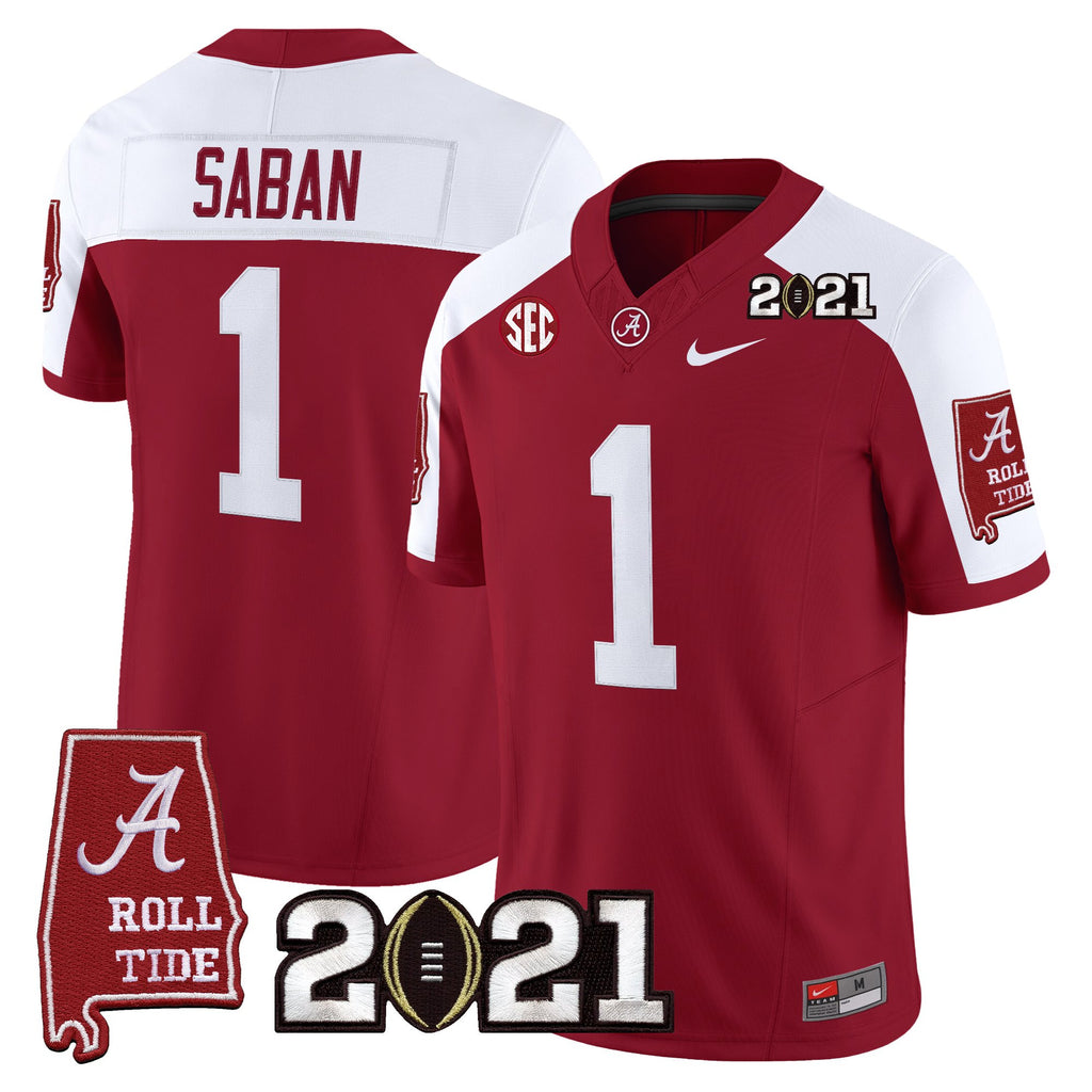 Men's Alabama Crimson Tide '2021 CFP National Championship' Vapor Limited Jersey - Alabama Map - All Stitched