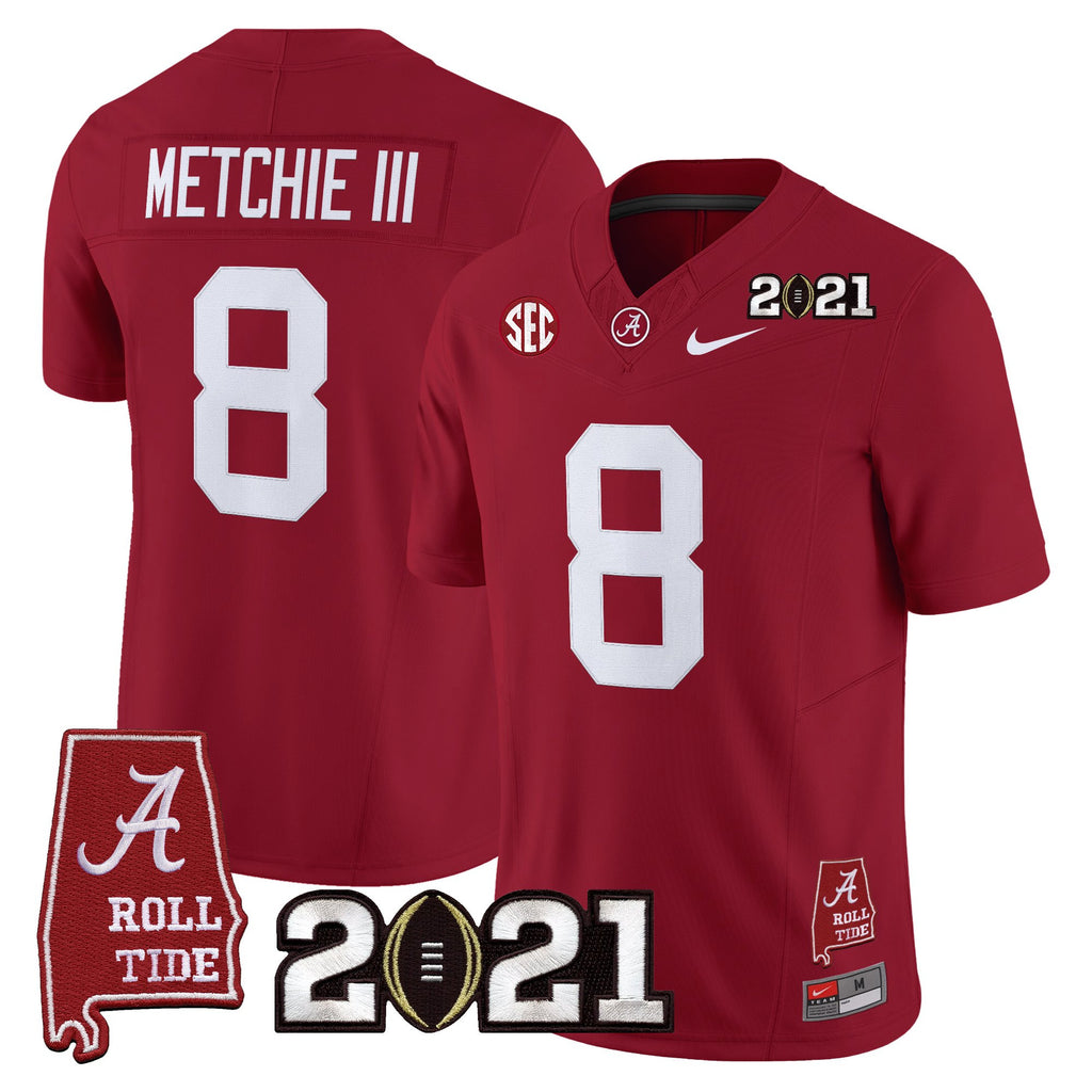 Men's Alabama Crimson Tide '2021 CFP National Championship' Vapor Limited Jersey - Alabama Map - All Stitched