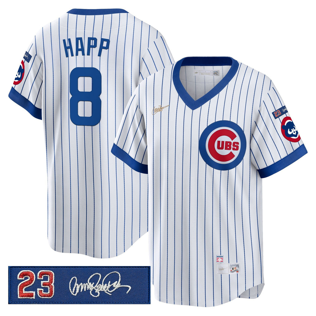 Men's Chicago Cubs 'Ryne Sandberg Tribute Patch' Cooperstown Jersey - All Stitched