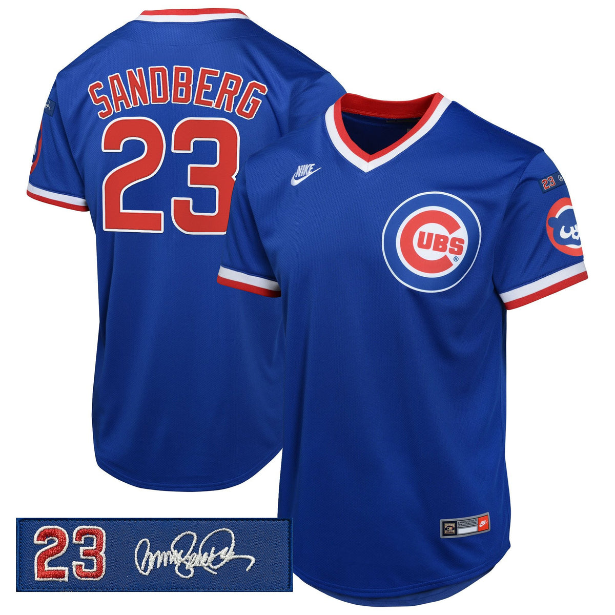 Men's Chicago Cubs 'Ryne Sandberg Tribute Patch' Cooperstown Jersey - All Stitched