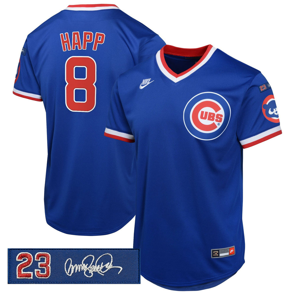 Men's Chicago Cubs 'Ryne Sandberg Tribute Patch' Cooperstown Jersey - All Stitched