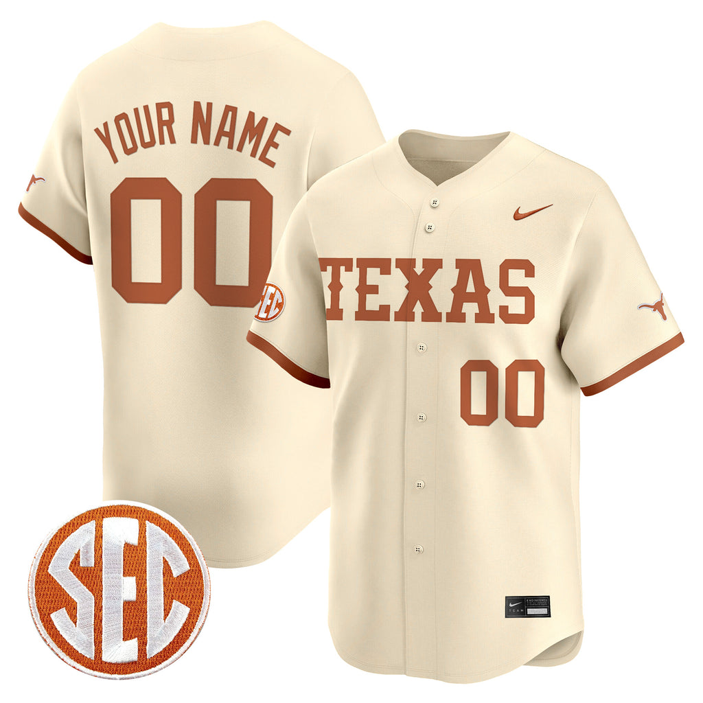 Texas Longhorns 2025 Vapor Baseball Custom Jersey - All Stitched