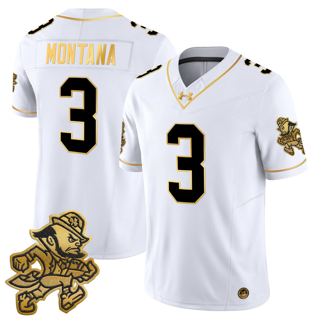 Men's Notre Dame Fighting Irish 2025 'Gridiron Leprechaun Edition' Gold Vapor Limited Jersey – All Stitched
