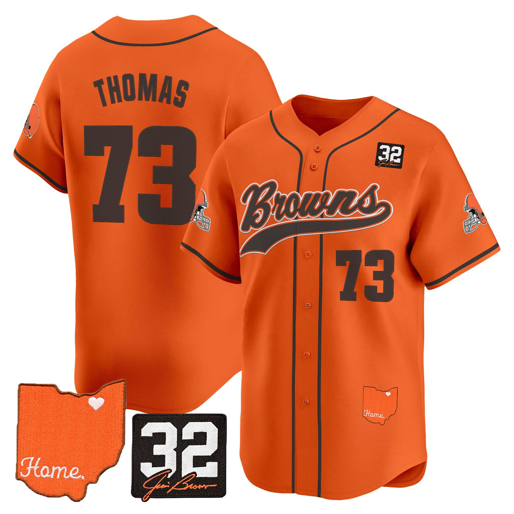 Men's Cleveland Browns '#32 Jim Brown Memorial & Home Patch' Vapor Baseball Jersey - All Stitched