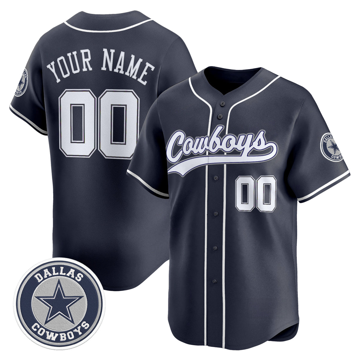 Dallas Cowboys Vapor Baseball Custom Jersey - All Stitched