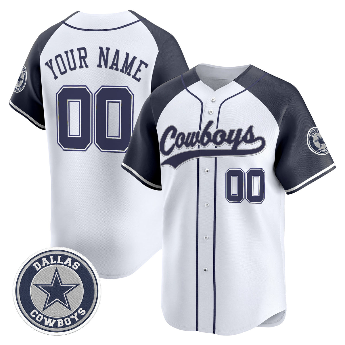 Dallas Cowboys Vapor Baseball Custom Jersey - All Stitched