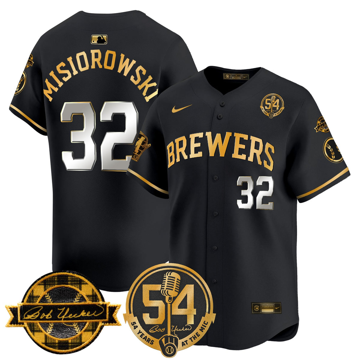 Men's Milwaukee Brewers 'Bob Uecker - 54 Seasons for Brewers' Vapor Premier Limited Jersey - All Stitched