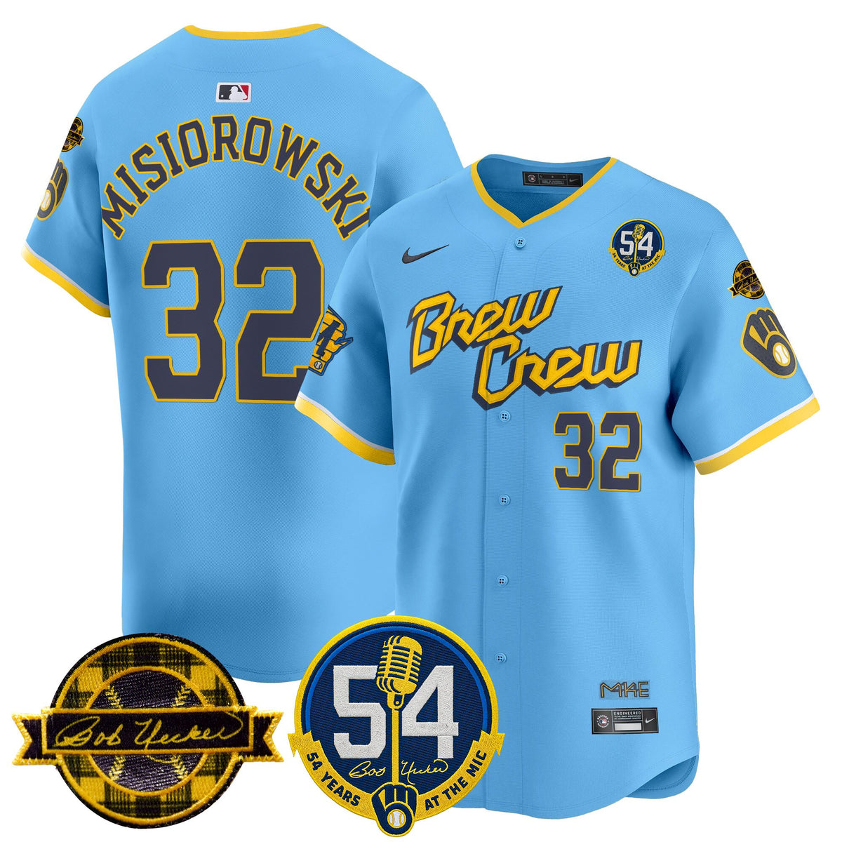 Men's Milwaukee Brewers 'Bob Uecker - 54 Seasons for Brewers' Vapor Premier Limited Jersey - All Stitched