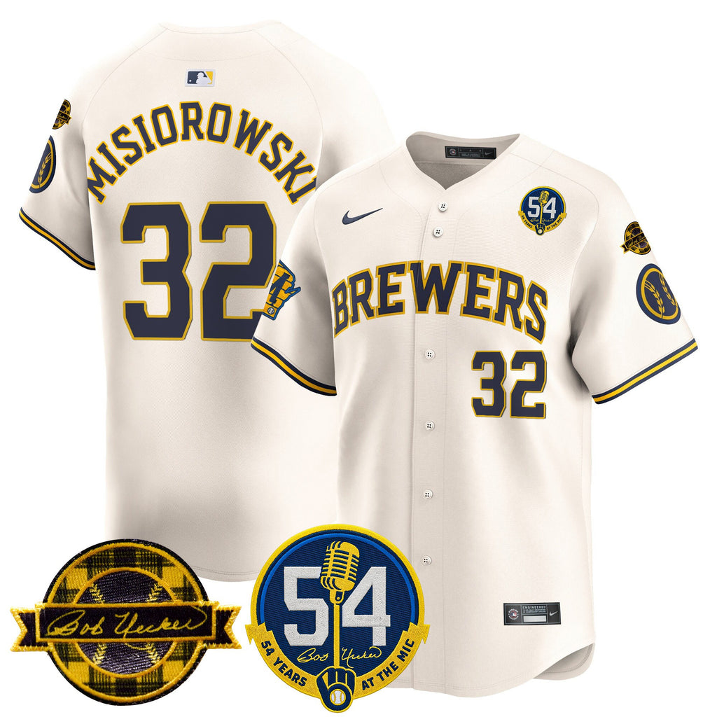 Men's Milwaukee Brewers 'Bob Uecker - 54 Seasons for Brewers' Vapor Premier Limited Jersey - All Stitched