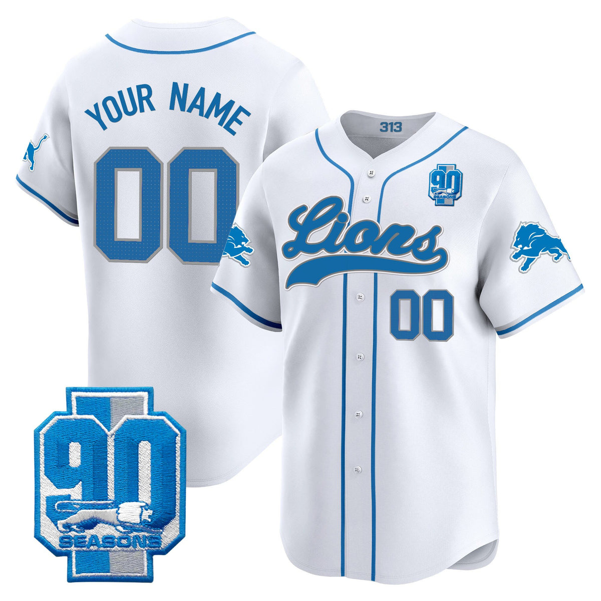 Detroit Lions 2025 Vapor Baseball Custom Jersey - All Stitched