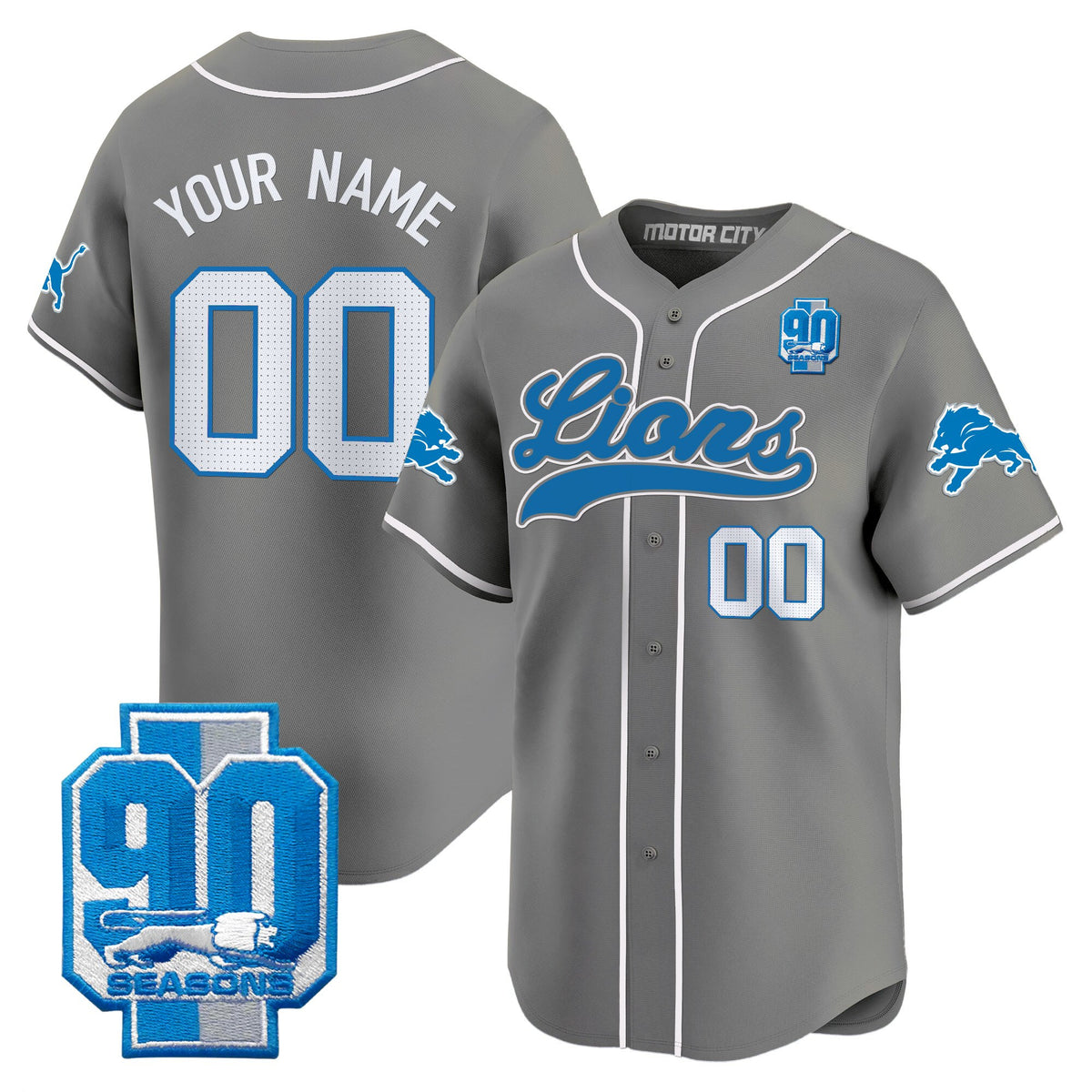 Detroit Lions 2025 Vapor Baseball Custom Jersey - All Stitched