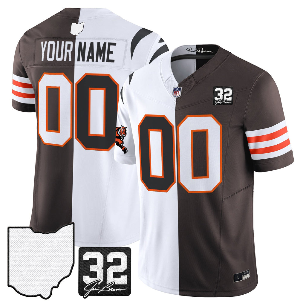 Browns & Bengals x College Football' Split Vapor Limited Custom Jersey - All Stitched