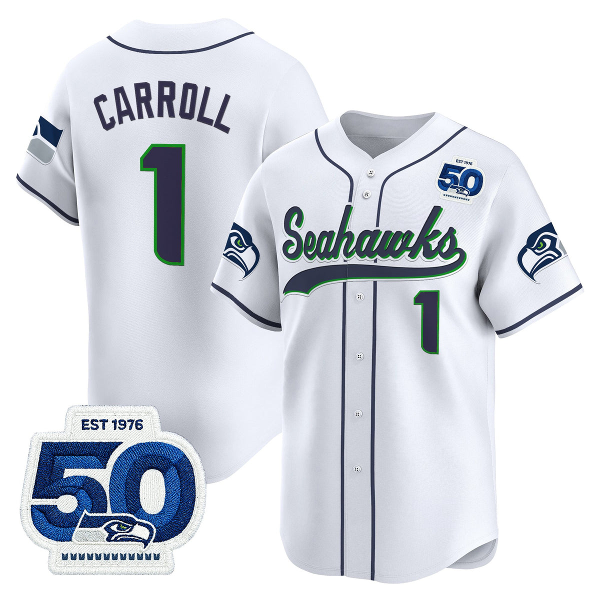 Men's Seattle Seahawks 50th Anniversary Vapor Baseball Jersey - All Stitched