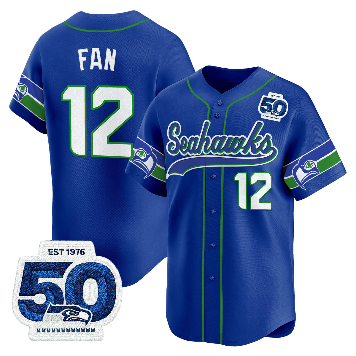 Men's Seattle Seahawks 50th Anniversary Vapor Baseball Jersey - All Stitched